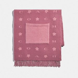 COACH STARS OVERSIZED ROSE MUFFLER WITH POCKETS